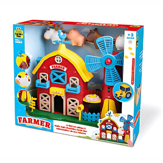 Brinquedo Fazendinha Infantil Celeiro Farmer Didatico Com Animais Presente Criança - SAMBA TOYS