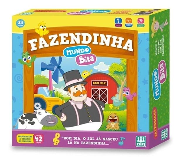 Imagem de Brinquedo Fazendinha Mundo Bita Peças Em Madeira Nig