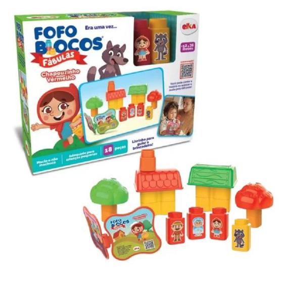 Imagem de Brinquedo Fofo Blocos Fábulas 18pç Chapeuzinho Vermelho Elka