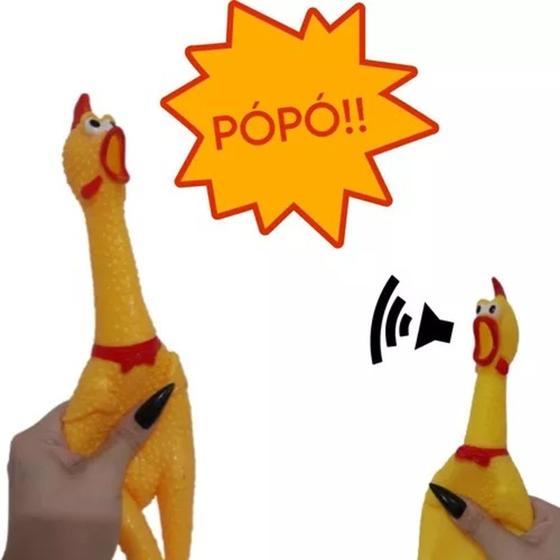 Imagem de Brinquedo Galinha Frango De Borracha Mordedor Pet Com Som Apito