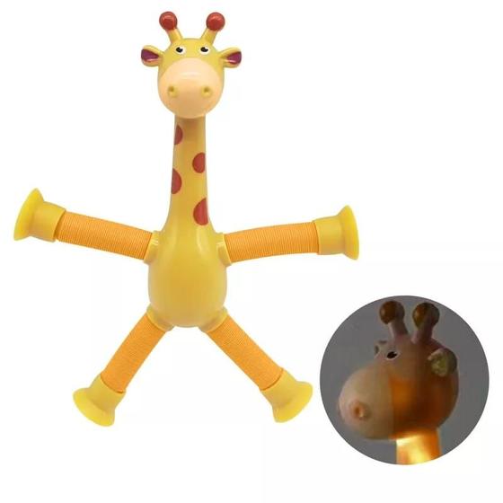 Imagem de Brinquedo girafa Pop it Tubos com ventosa e luz