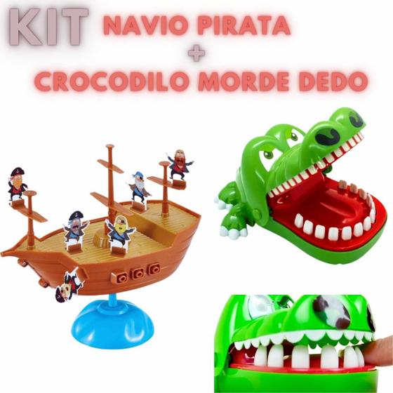 Imagem de Brinquedo Infantil 2 Jogos Crocodilo e Navio Pirata Infantil