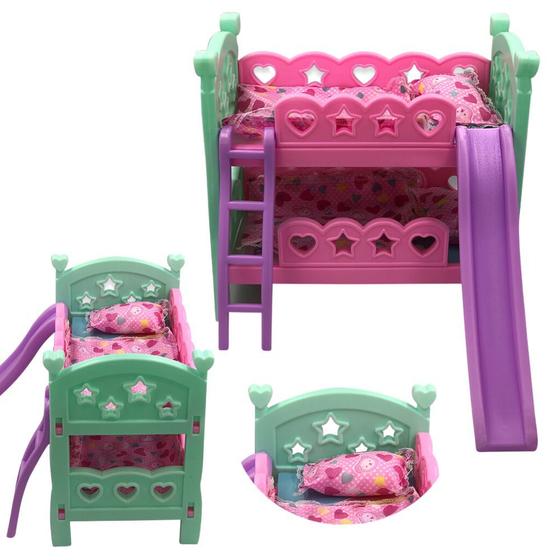 Imagem de Brinquedo Infantil Berço Rosa com Beliche com Escorregador