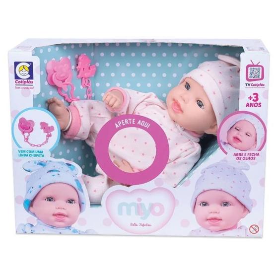 Imagem de Brinquedo infantil boneca miyo menina com sons de bebê Cotiplas 2391