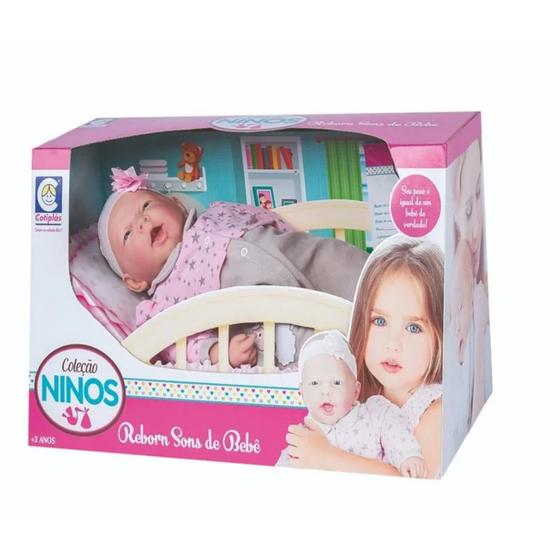 Imagem de Brinquedo Infantil Boneca Ninos Reborn Com Boca Aberta Menina Cotiplás 2211