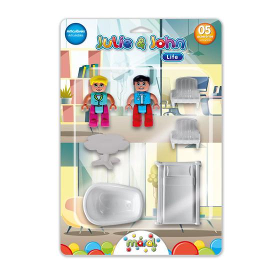 Imagem de Brinquedo Infantil Bonecos John e Julie Life - Blister - Maral