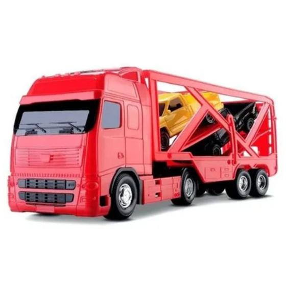 Imagem de Brinquedo Infantil Caminhão Cegonheira +2 Carrinhos Vermelho