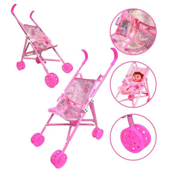 Imagem de Brinquedo Infantil Carrinho para Boneca Princesa Rosa