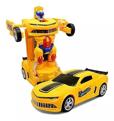 Imagem de Brinquedo Infantil Carrinho Super Robo Amarelo Com Som E Luz