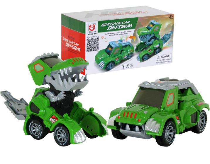 Brinquedo Infantil Carro que Vira Dinossauro com Som e Luzes Xing