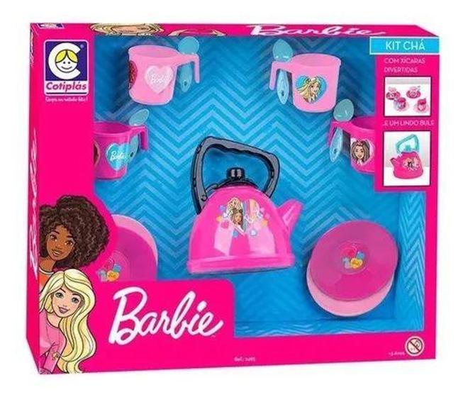 Imagem de Brinquedo Infantil Cheff Kit Cha Barbie Rosa Com Acessorios Cotiplas