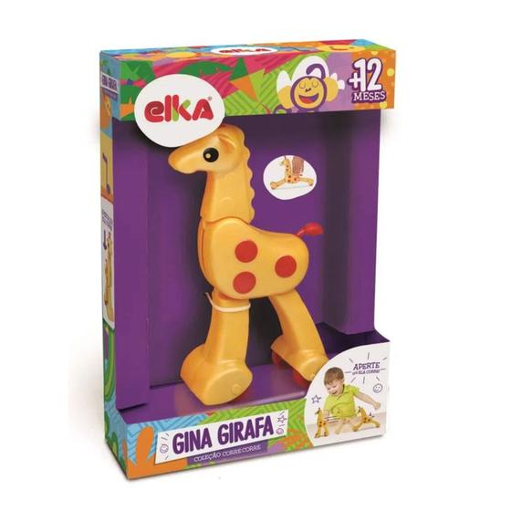 Imagem de Brinquedo Infantil Coleção Core Core Gina Girafa 22cm Amarela com Bolinhas Vermelha em Plástico Elka Brinquedos - 286