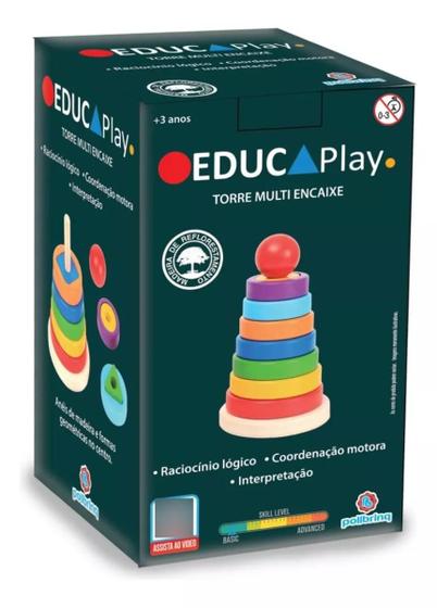 Imagem de Brinquedo Infantil Com Anéis Formas Geometricas Polibrinq Torre Multi Encaixe