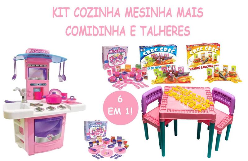 Imagem de Brinquedo Infantil Cozinha Mesinha e Pratinhos Comidinha