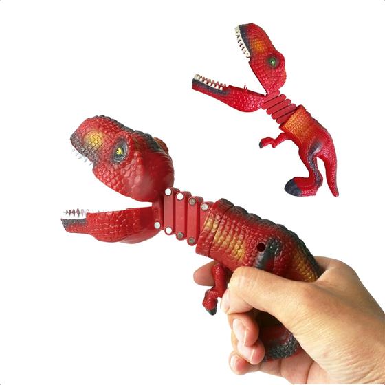 Imagem de Brinquedo Infantil Dino Pegador Alcança Até 23 cm Cor Vermelho Ajuda a Coordenação - Fenix Brinquedos DPD-969