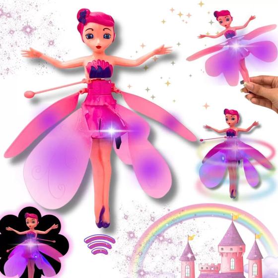 Imagem de Brinquedo Infantil Fada Voadora Recarregável Com Sensor e Luzes