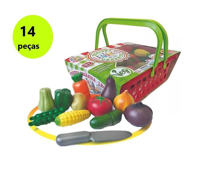 Imagem de Brinquedo Infantil Feira Legumes Kit Com 14Peças Coloridas