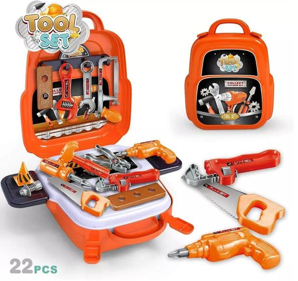 Imagem de Brinquedo Infantil Maleta Mochila Kit de Ferramentas e Acessórios 3 em 1