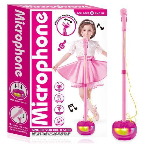 Imagem de Brinquedo Infantil Microfone com suporte ajustável e base com luzes coloridas