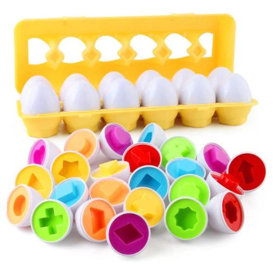 Imagem de Brinquedo Infantil Montessori Caixa Ovos Encaixar Forma Cor