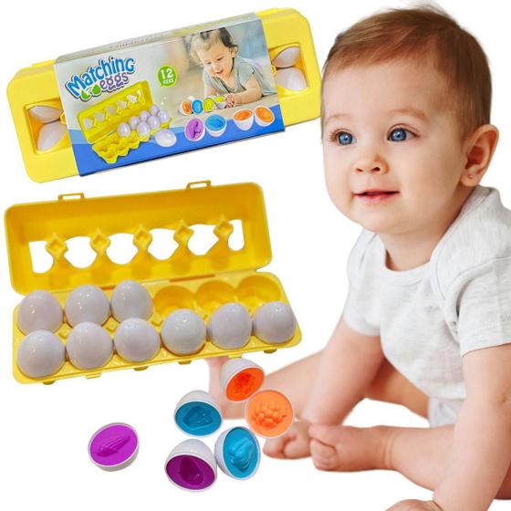 Imagem de Brinquedo Infantil Montessori Educativo Encaixe Ovos Frutas