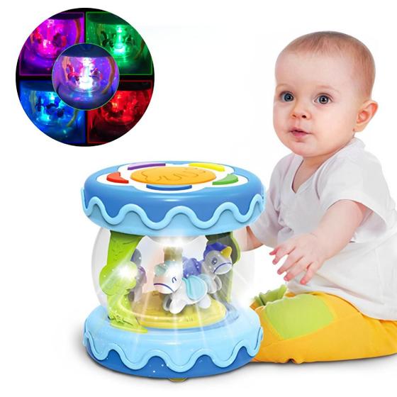 Imagem de Brinquedo Infantil Musical Tambor Interativo Luz e Som Carrossel Bebê