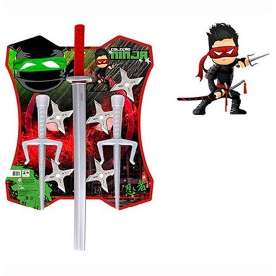 Imagem de Brinquedo Infantil Ninja Espada Com Bainha Mascara 4 Peças