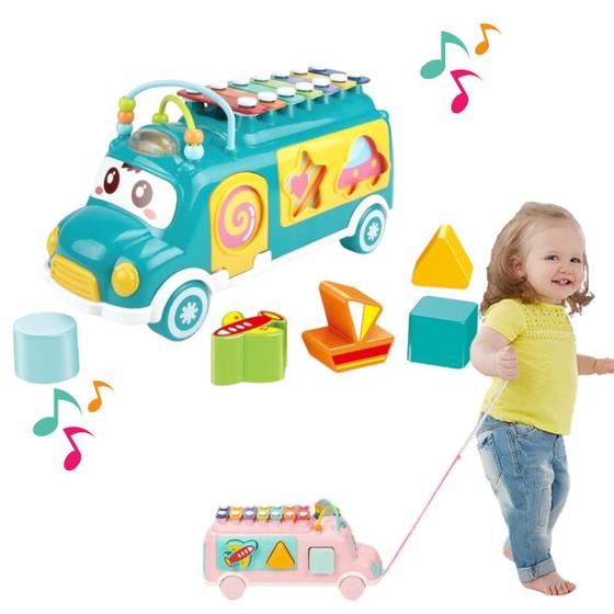 Imagem de Brinquedo Infantil Ônibus Musical Educativo Pcs De Encaixar 