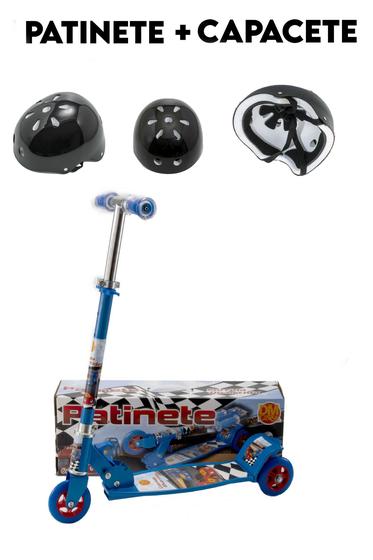 Imagem de Brinquedo Infantil Patinete Carrinhos Suporta 50Kg eCapacete