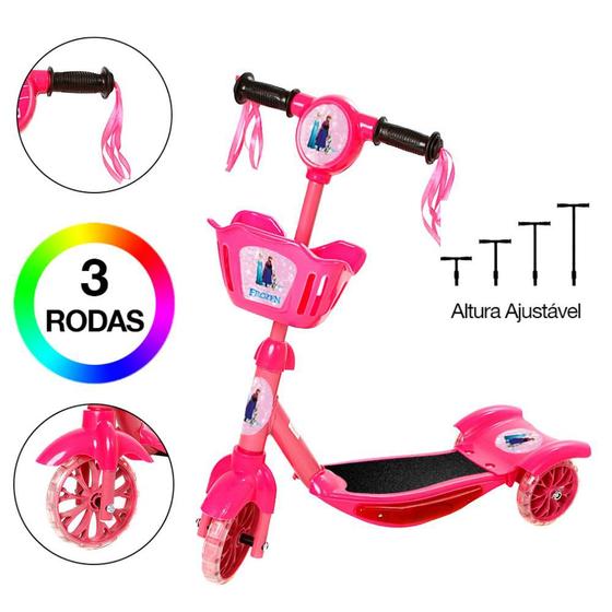 Imagem de Brinquedo Infantil Patinete Scooter 3 Rodas Com Cesta Luz E