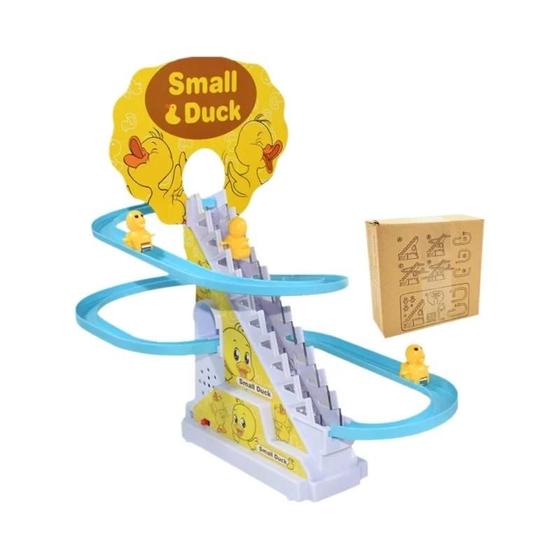 Imagem de Brinquedo Infantil Pato Elétrico - Trem de Escadas com Trilho e Música