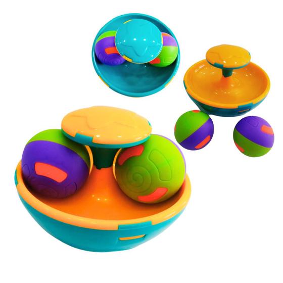 Imagem de Brinquedo Infantil Pião Gira Ball Chocalho Para Bebê Colorido