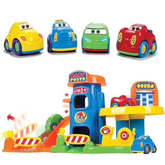 Imagem de Brinquedo Infantil Posto Combustível Ducha Com 4 Carrinhos