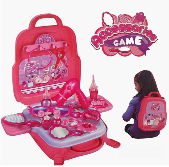 Imagem de Brinquedo Infantil Salão de Beleza Maleta Vira Mochila 21 Acessórios