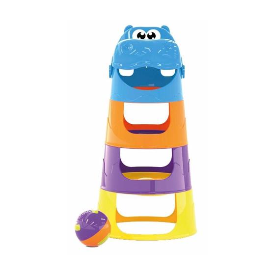 Imagem de Brinquedo Infantil Torre Hipopótamo na Solapa C/ Bolinha