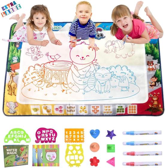 Imagem de Brinquedo infantil Water Doodle Mat MOONTOY com canetas mágicas de 3 anos ou mais