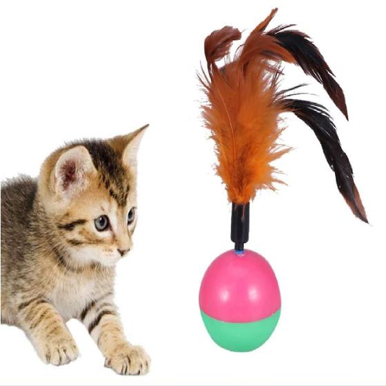 Imagem de Brinquedo Interativo Bola com Penas Para Gato João Bobo Pena