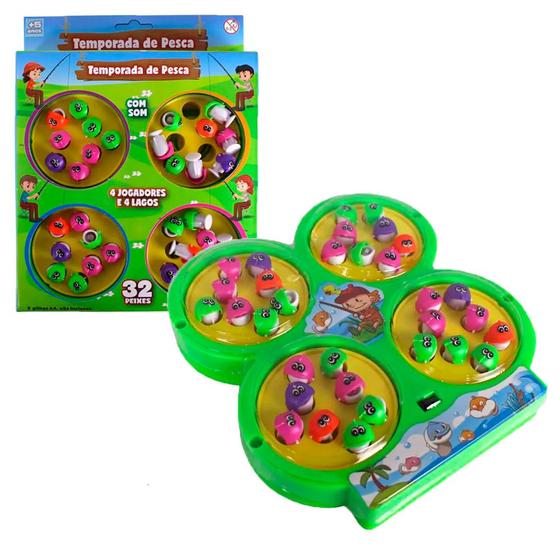 Imagem de Brinquedo Jogo de Pesca Infantil 32 Peixes 4 Varinhas Polibrinq