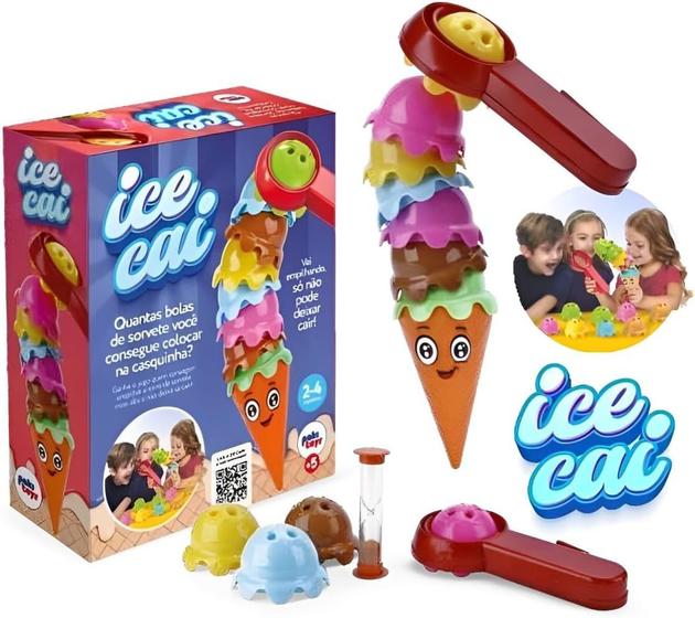 Imagem de Brinquedo Jogo Ice Cai Equilibre Sorvete Casquinha Montar