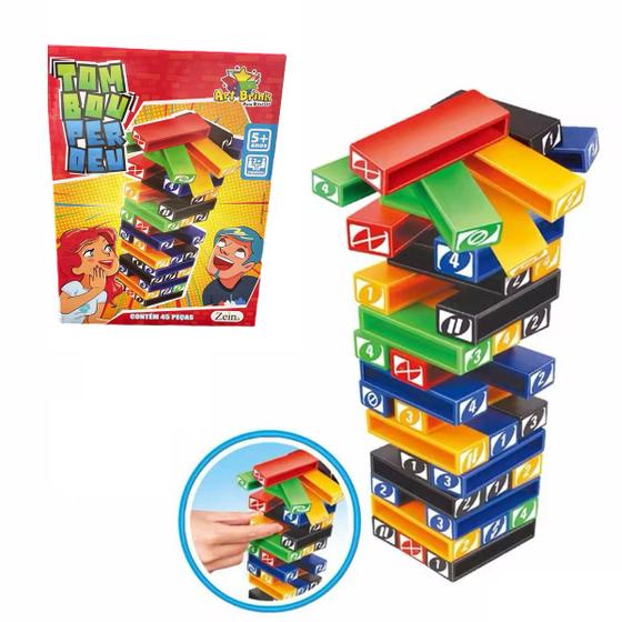 Imagem de Brinquedo Jogo Mesa Caiu Tambou Perdeu Torre 45 Peças