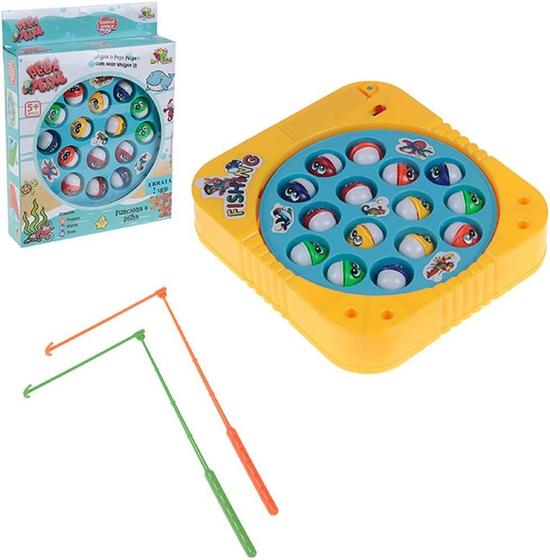 Imagem de Brinquedo Jogo Pesca Peixe Com 15 Peixes E 3 Varas De Pescar