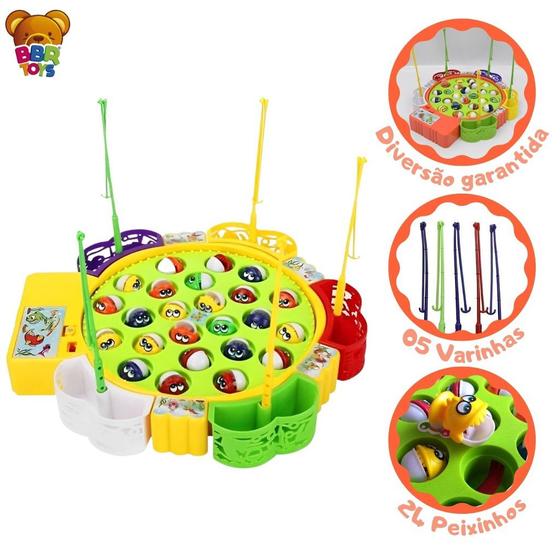 Brinquedo Jogo Pesca Peixe Com 24 Peixes E 5 Vara De Pescar Menor preço em Brinquedo Jogo Pesca Peixe Com 24 Peixes E 5 Vara De Pescar