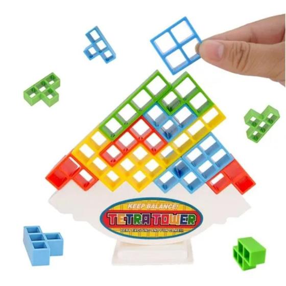 Imagem de Brinquedo Jogo Torre de Tetris Colorido 16 Peças