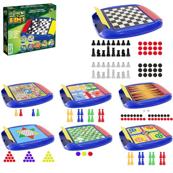 Brinquedo Jogos Tabuleiro Clássico 8 Em 1 Didático Infantil - Zein ...