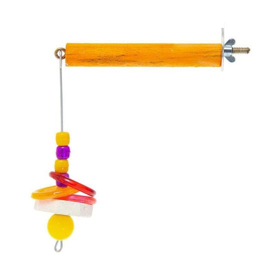 Imagem de Brinquedo Kakatoo Bica Pedra Badalo com Poleiro para Pássaros - Cores Sortidas