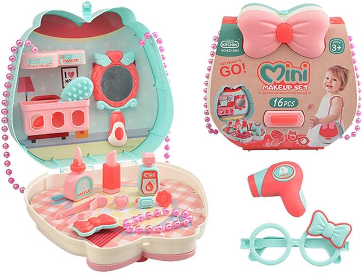 Imagem de Brinquedo Kit Beleza 16 PÇS Mini  Maleta Com Bolsa de Ombro.