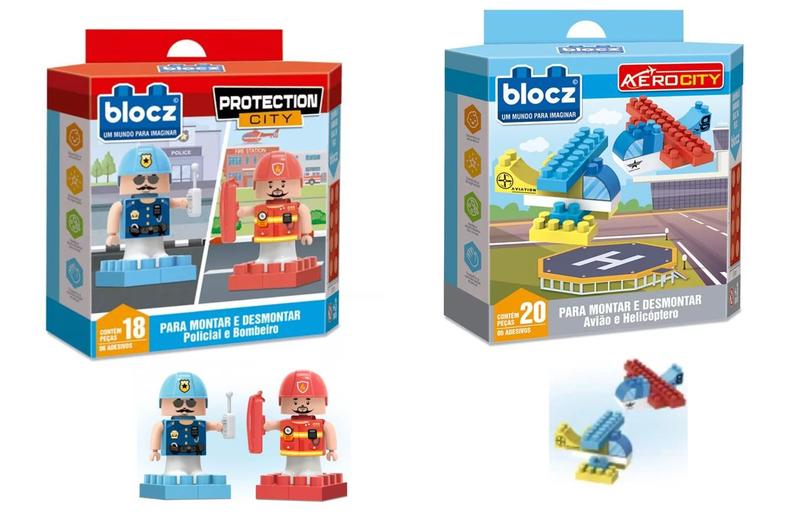 Imagem de Brinquedo Kit Bloco De montar Boneco Colecionavel Blocz Estilo Lego Menino e Menina