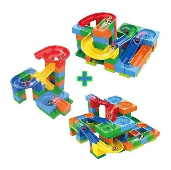 Imagem de Brinquedo Kit Blocos de Montar Pistas Labirinto Grande Média Pequena Com Bolinhas De Gude 282 Peças