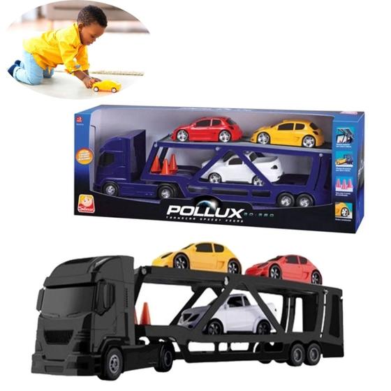 Imagem de Brinquedo Kit Caminhão Cegonha E 3 Carros Sortidos Com Garantia Exclusiva