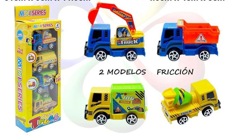 Imagem de Brinquedo kit caminhão com fricção miniatura com 4 peças